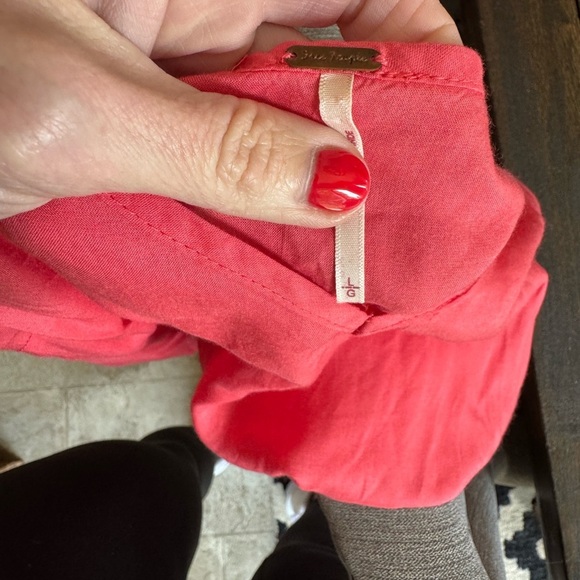 Free People coral pink linen blend tank or slip dress size large - Picture 4 of 4